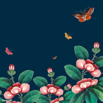 Chinese painting featuring flowers and butter.. | Free stock vector - 544824