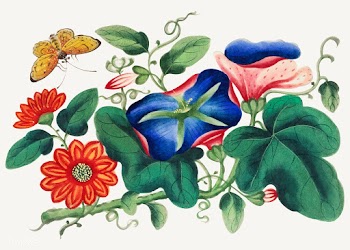 Chinese painting featuring flowers and butter.. | Free stock vector - 544854