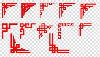 Chinese red retro frame decoration pattern transparent background PNG clipart