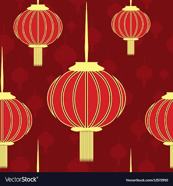 Chinese red seamless with gold lanterns vector image