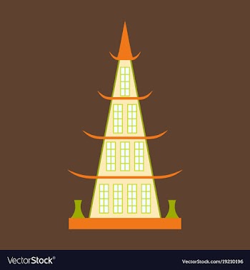 Chinese restaurant building flat icon vector image