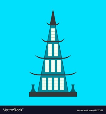 Chinese restaurant building flat icon vector image