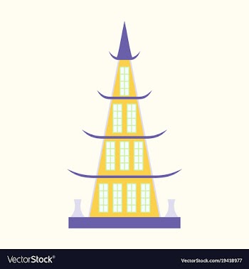 Chinese restaurant building flat icon vector image