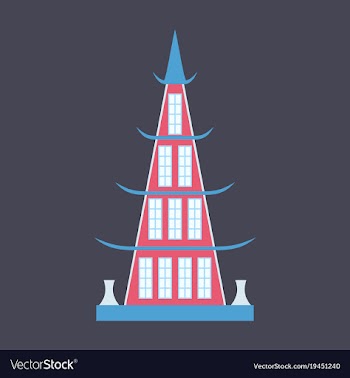 Chinese restaurant building flat icon vector image