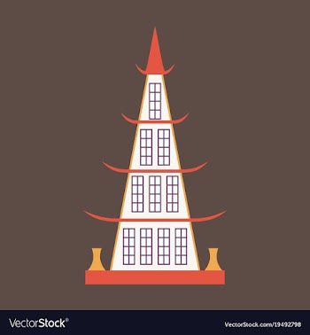 Chinese restaurant building flat icon vector image