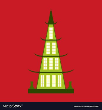 Chinese restaurant building flat icon vector image