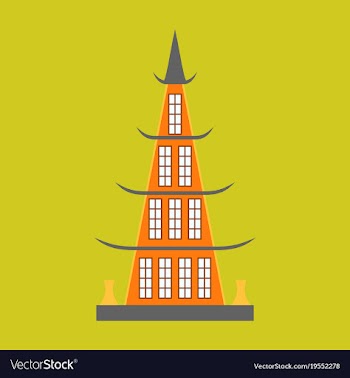 Chinese restaurant building flat icon vector image
