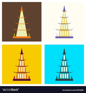 Chinese restaurant building flat icon vector image