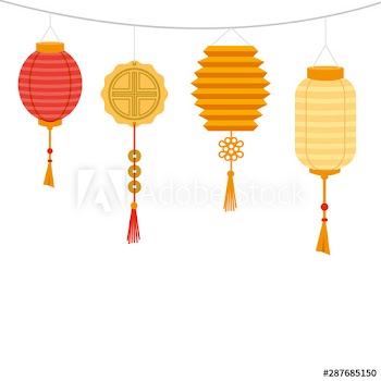 chinese set decorative lamps hanging icon