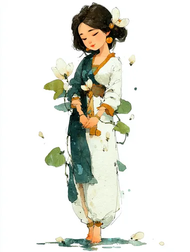 Chinese Spring Nymph in Traditional Hanfu Chinese Spring Nymph in Traditional Hanfu