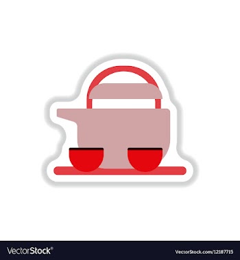 Chinese Teapot and cups in vector image