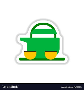 Chinese Teapot and cups in vector image