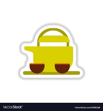 Chinese teapot and cups in vector image