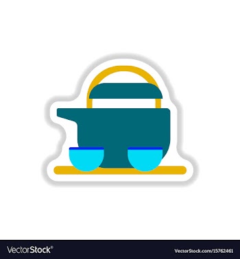 Chinese teapot and cups in vector image