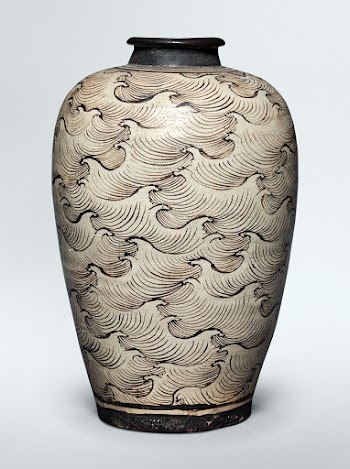 Chinese Vase (Meiping) with Waves (1200s&ndash;1300s) Original from The Cleveland Museum of Art. Digitally enhanced by rawpixel.