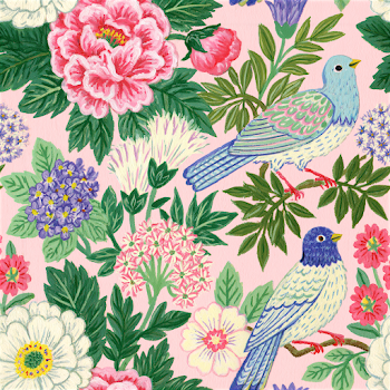Chinoiserie Floral Seamless Pattern with Birds