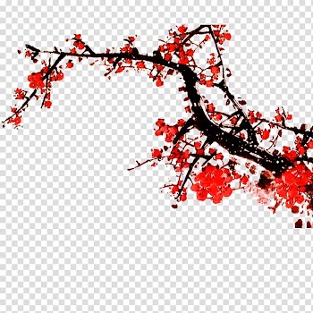 Chinoiserie Hand fan Ink wash painting Shan shui Silk, Plum flower transparent background PNG clipart