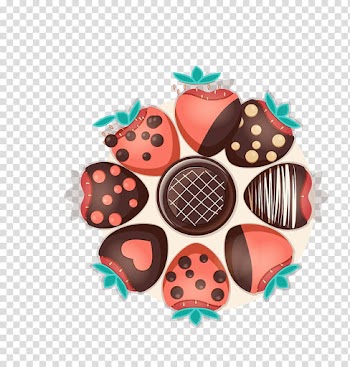Chocolate cake Bonbon Strawberry Chocolate syrup, color small strawberry wreath transparent background PNG clipart