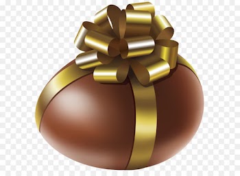 Chocolate cake Egg Clip art - Easter Chocolate Egg with Gold Bow Transparent PNG Clip Art Image 
