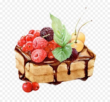 Chocolate cake Tart Black Forest gateau Watercolor painting - Blueberry Chocolate Cake 