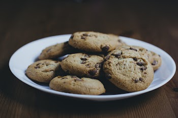 Chocolate chip cookies on a plate
