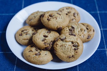 Chocolate chip cookies on a plate 3
