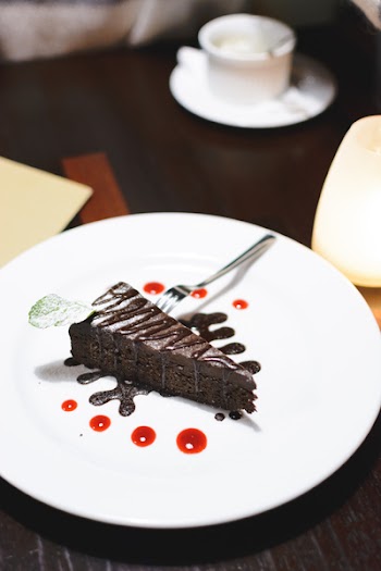 Chocolate dessert in a restaurant 