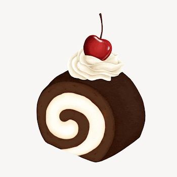 Chocolate roll cake dessert illustration | Free Photo Illustration - rawpixel