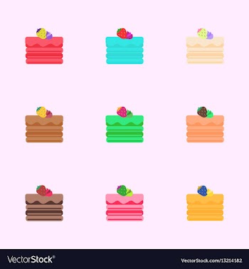 Chocolate strawberry cakes set vector image