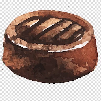 Chocolate truffle Chocolate cake Watercolor painting, Chocolate cake with round partition transparent background PNG clipart