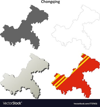 Chongqing blank outline map set vector image