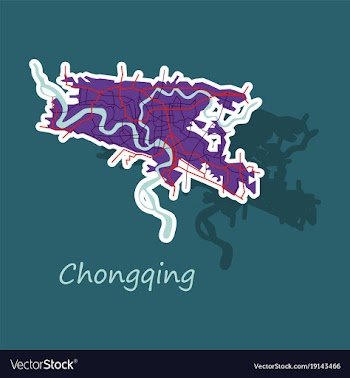 Chongqing city map simple flat concept for vector image