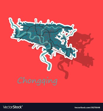 Chongqing city map simple flat concept for vector image
