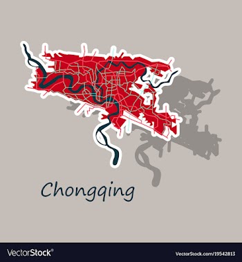 Chongqing city map simple flat concept for vector image