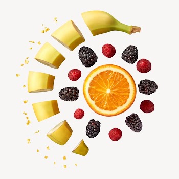 Chopped banana, mixed berries fruit | Free PSD - rawpixel