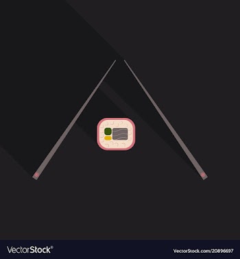 Chopsticks holding sushi roll concept of snack vector image