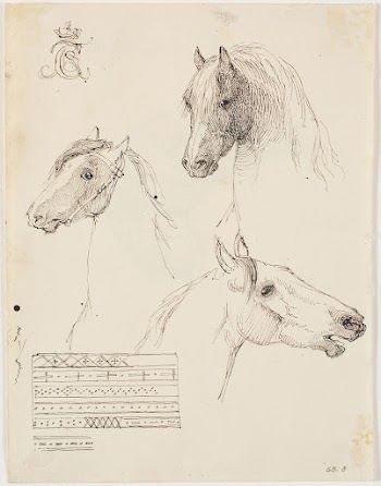 Chr.VIII's monogram, three studies of a horse's | Free Photo - rawpixel