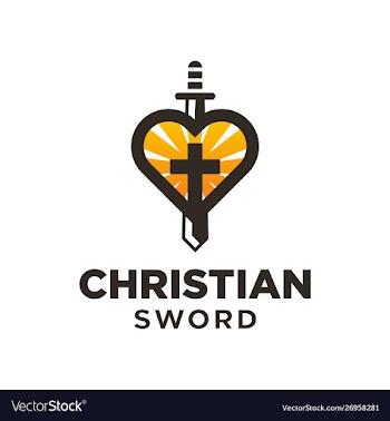Christian sword church cross logo design vector image