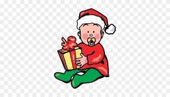 Christmas Baby With Gift Image - Baby Christmas Clip Art