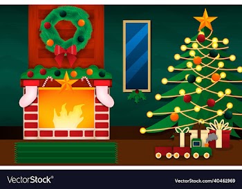 christmas background scene flat design