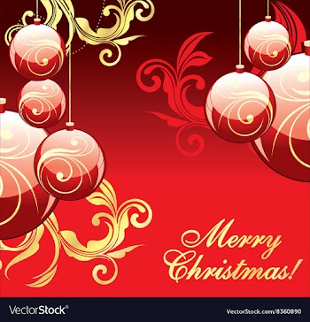 Christmas Background with Baubles vector image