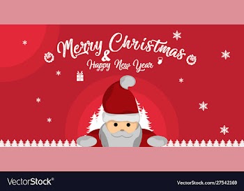 Christmas background with cute santa vector image