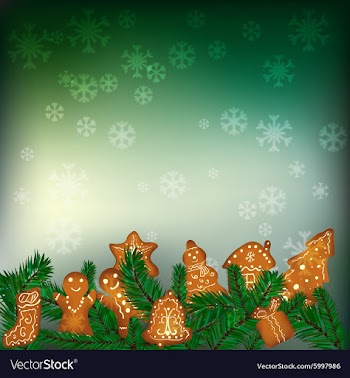 Christmas background with gingerbreads vector image