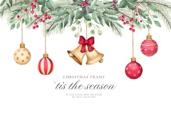 Christmas background with watercolor ornaments Free Vector