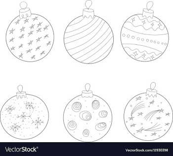 Christmas balls painted black and white doodle vector image