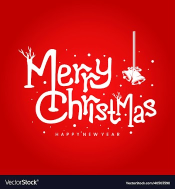 christmas banner red background with bell