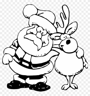 Christmas Black And White Reindeer Christmas Clipart - Funny Christmas Coloring Pages