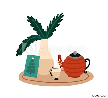 Christmas breakfast and tea vector illustration