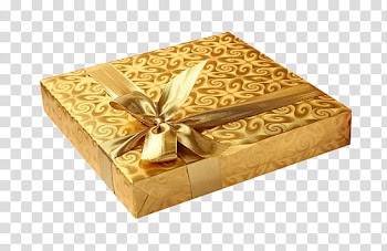 CHRISTMAS, brown box transparent background PNG clipart