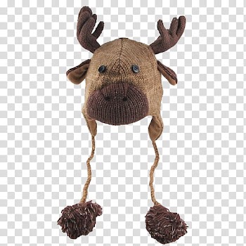 Christmas, brown moose knit cap transparent background PNG clipart